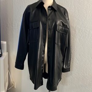 Steve Madden Black Faux Leather Shacket